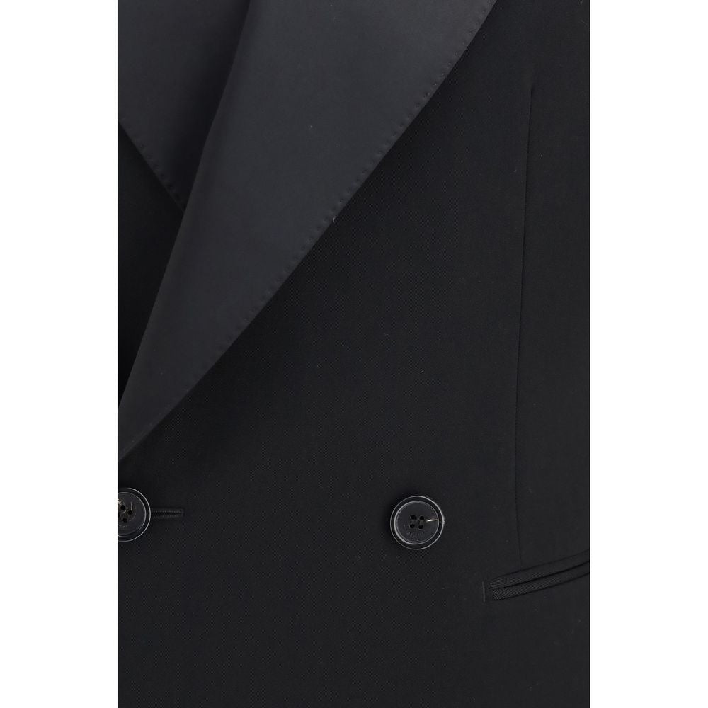 Experience the allure of the Saint Laurent Black Wool Oves Aries Leather Jacket, a testament to exquisite craftsmanship and timeless elegance, perfect for the discerning individual.
