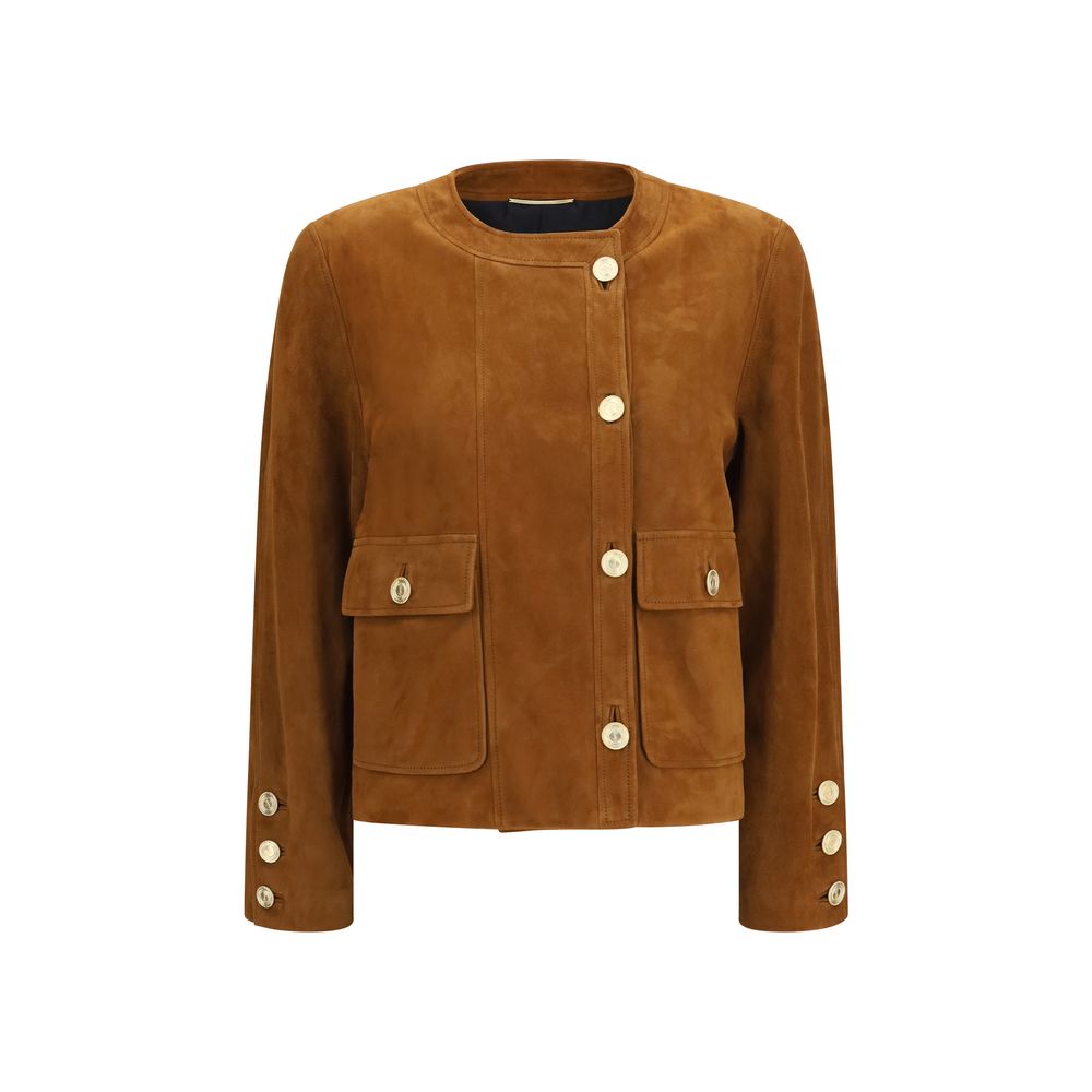 Saint Laurent Brown Lamb Ovis Aries Full-Length Jacket - Luxury Elegance