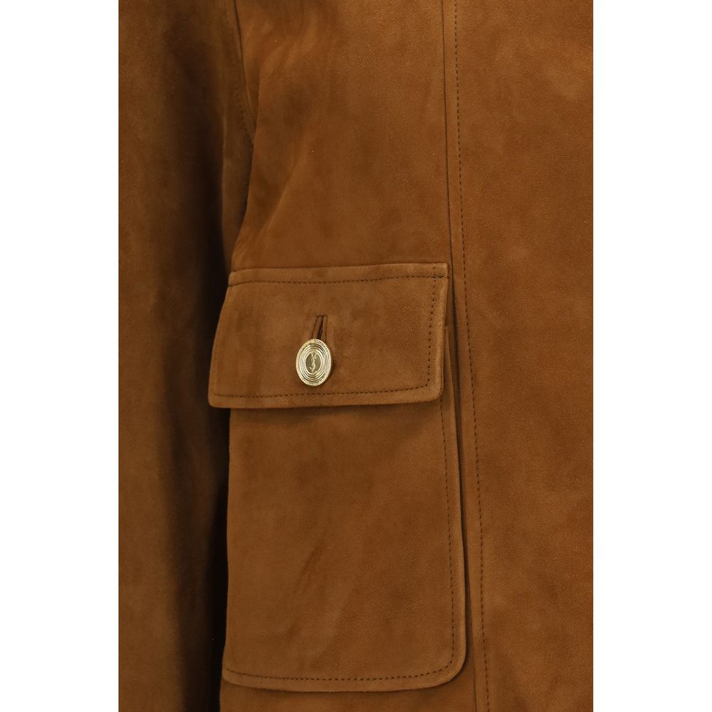 Saint Laurent Full-Length Brown Lamb Ovis Aries Jacket
