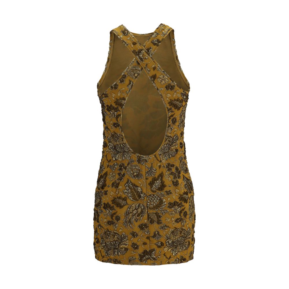 Saint Laurent Back-cross Mini Dress - Exquisite Metallic Elegance