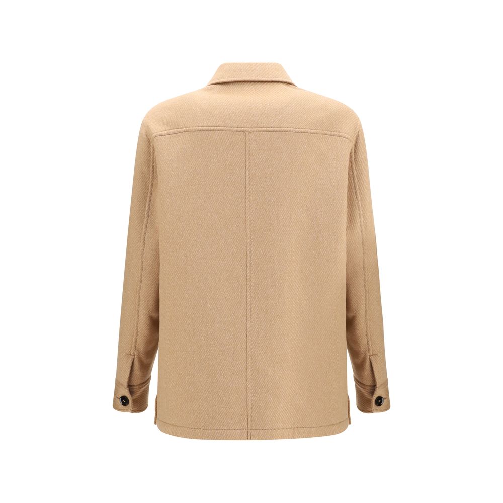 Brioni Beige Cashmere Leather Jacket - Timeless Luxury Elegance