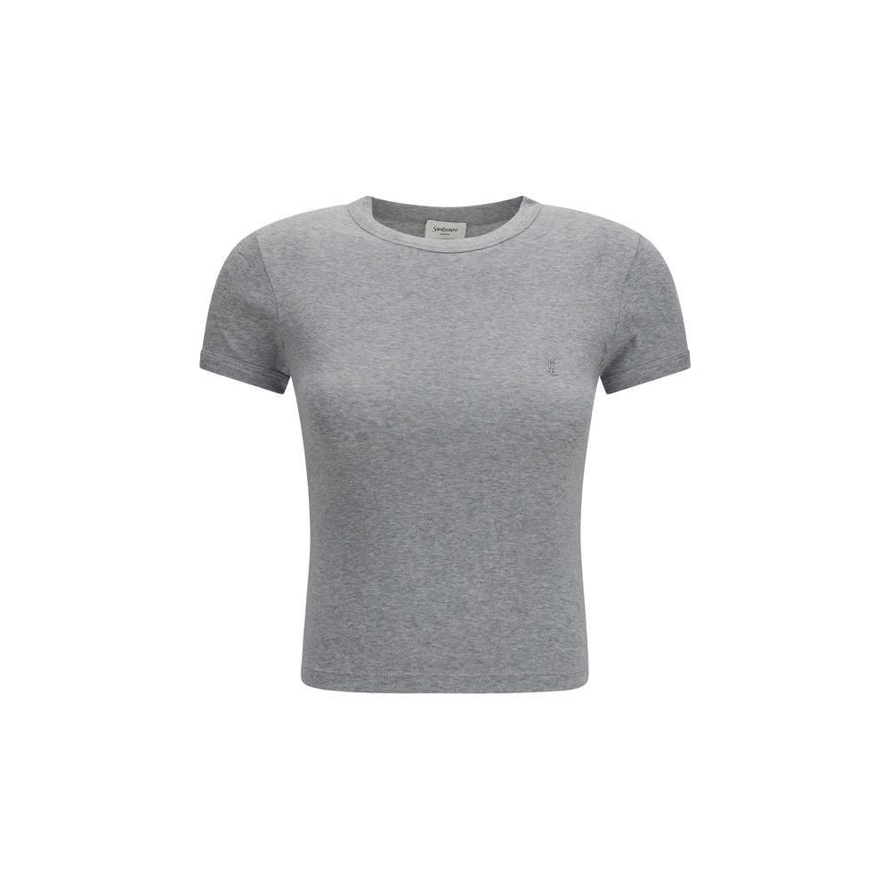 Saint Laurent Gray Cotton T-Shirt – Luxury Redefined Elegance