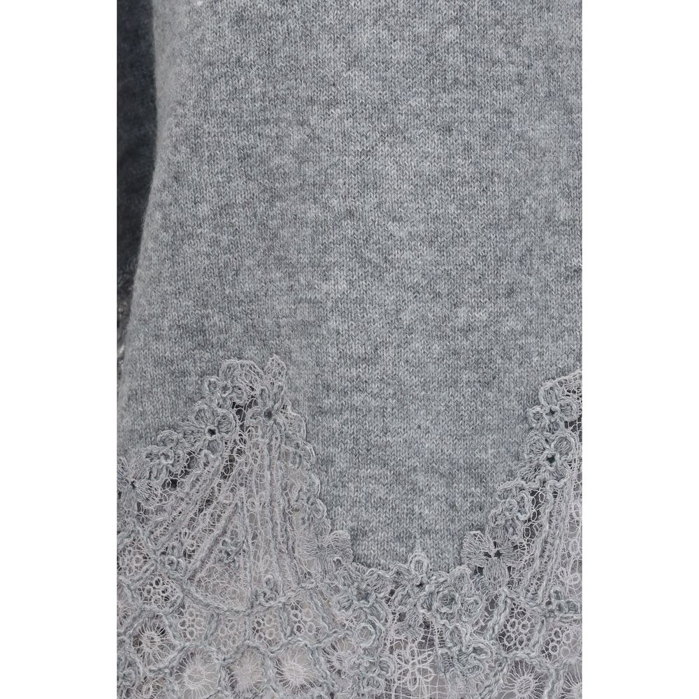 Indulge in the exquisite Ermanno Scervino Gray Cashmere Sweater, crafted from 100% Kashmir for unparalleled softness and elegance, perfect for the discerning individual.