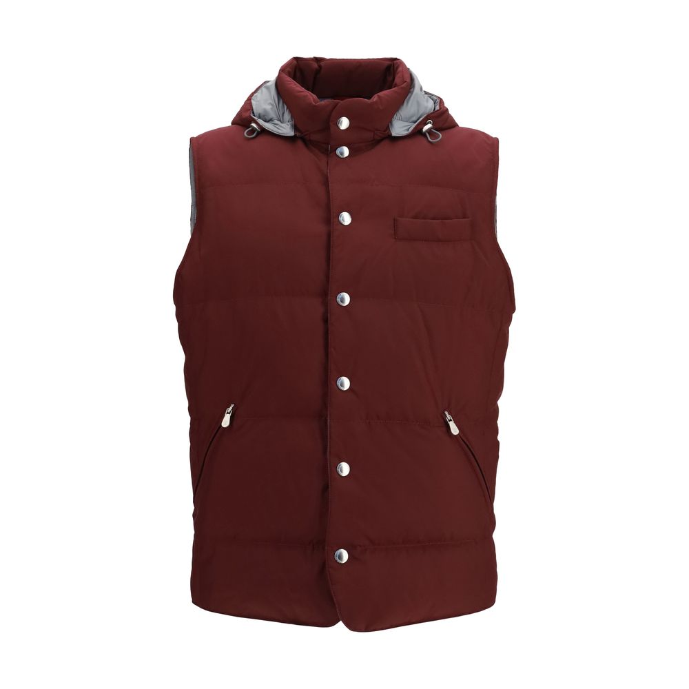 Brunello Cucinelli Bordeaux Sleeveless Jacket - Timeless Luxury
