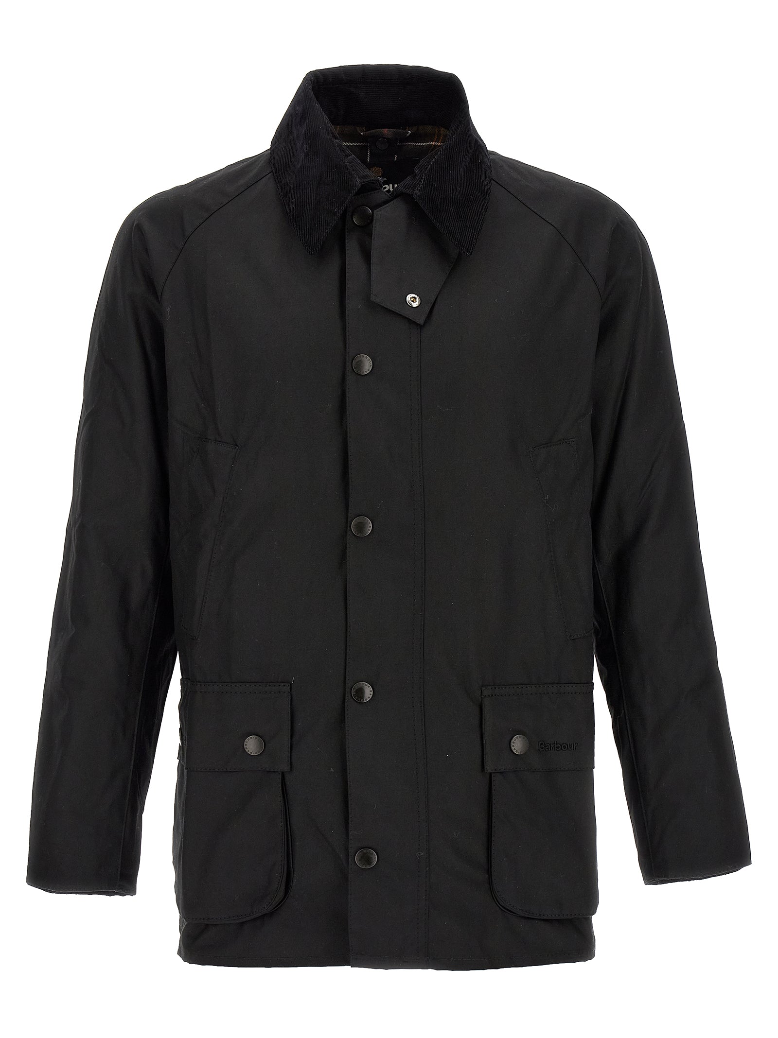 Discover the Barbour Black Cotton Jacket, a masterful blend of heritage and elegance, crafted from luxurious waxed cotton for timeless sophistication.