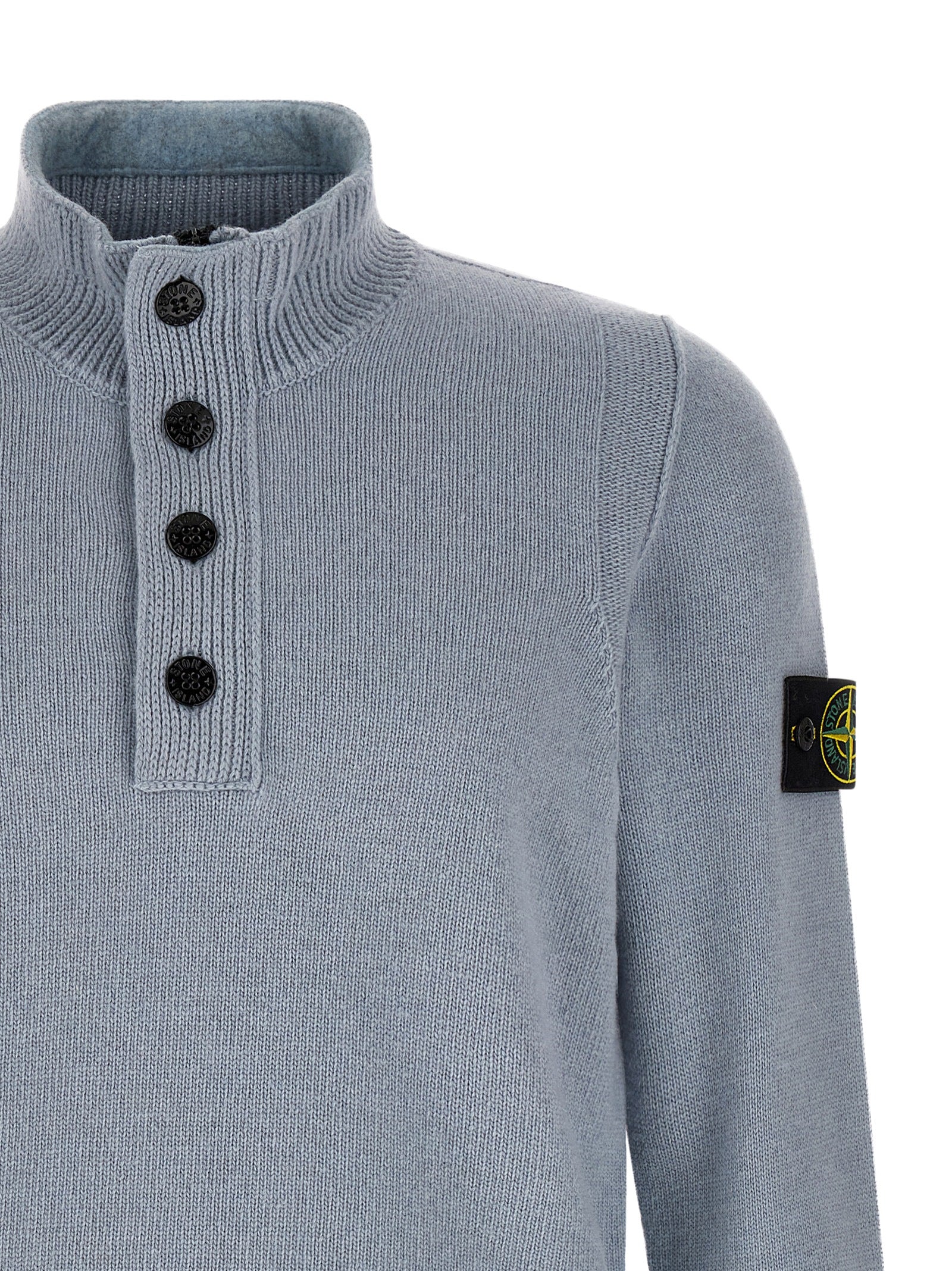Stone Island Blue Virgin Wool Cardigan