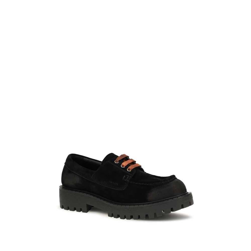 Prada Black Suede Leather Slip-On Loafers - Timeless Elegance