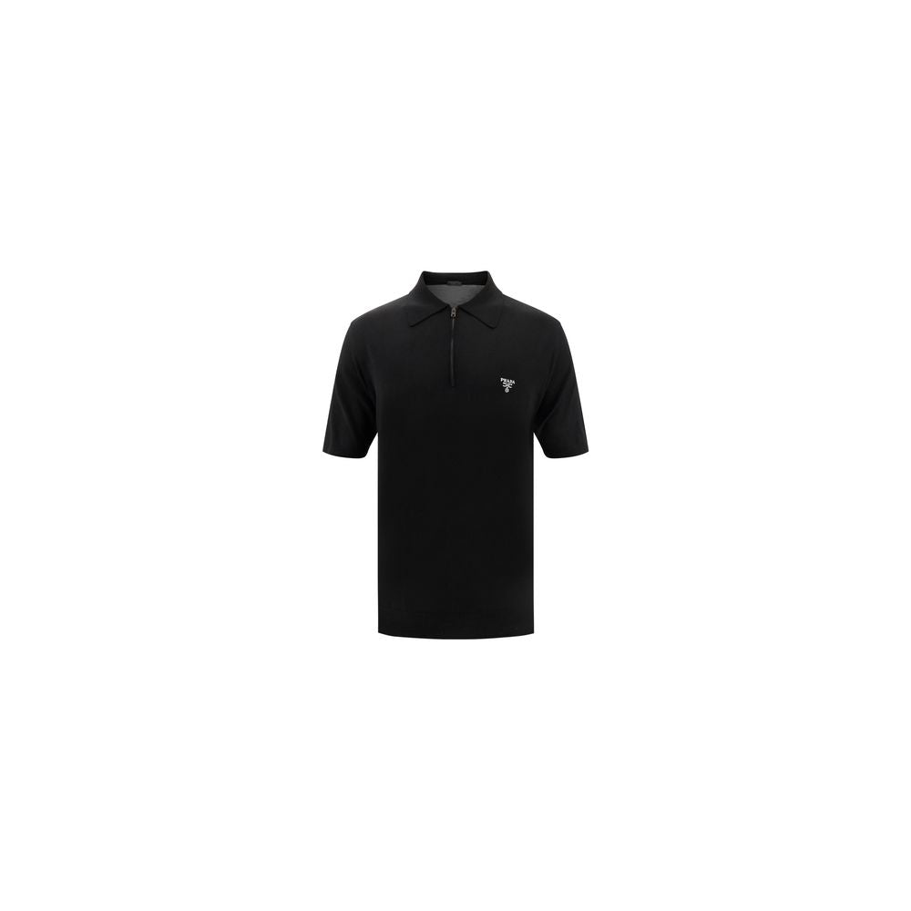 Prada Black Wool Oves Aries Polo Shirt - Timeless Luxury Redefined