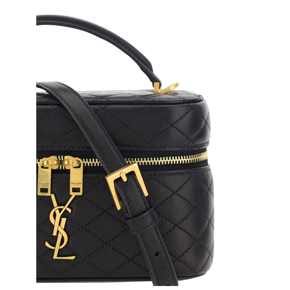 Indulge in the allure of the Saint Laurent Black Lamb Ovis Aries Shoulder Bag, a masterpiece of quilted luxury that elevates your style with timeless sophistication.