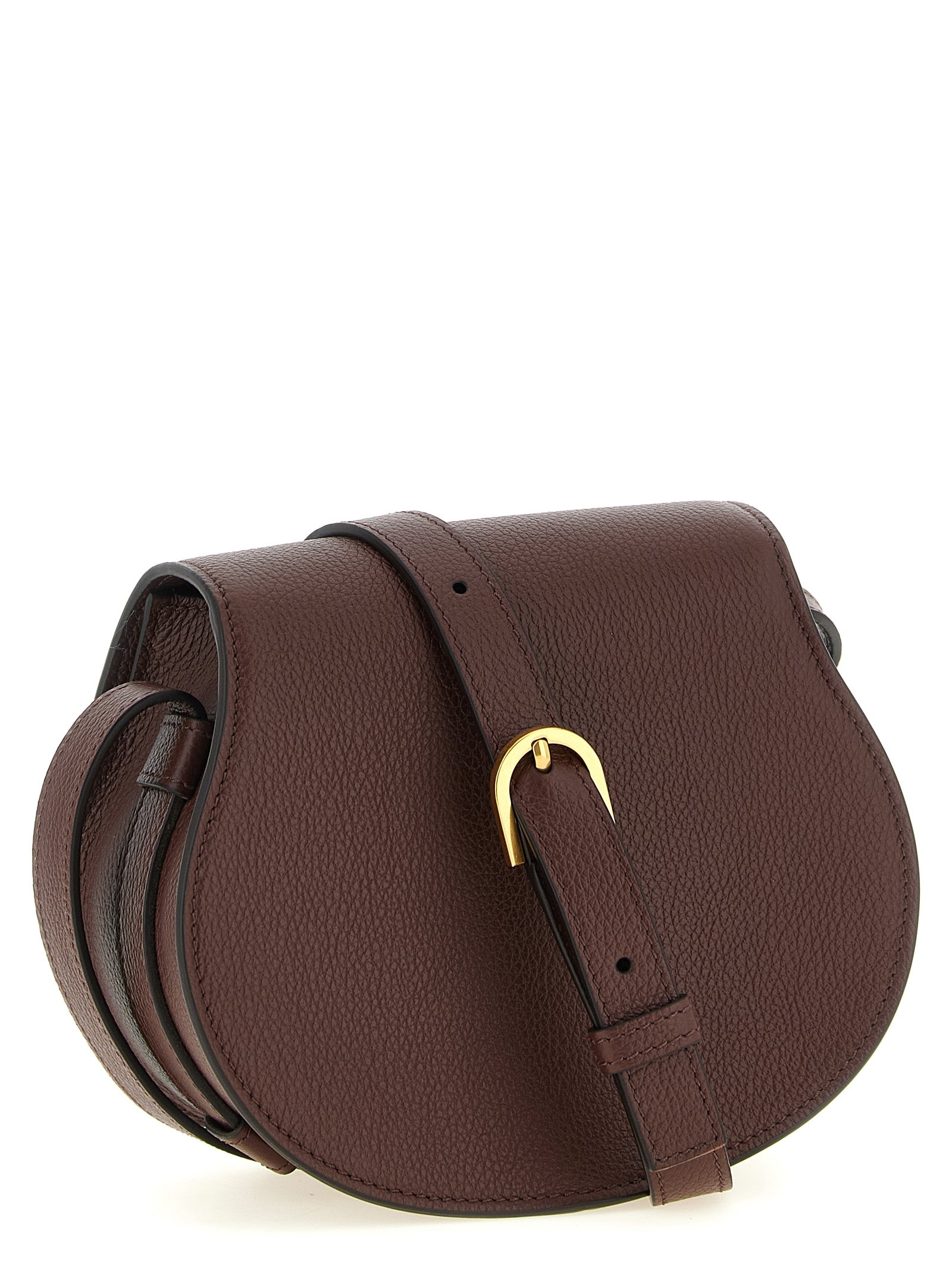Indulge in the Chloé Brown Calfskin Crossbody Bag, a masterpiece of artisan craftsmanship in luxurious garnet calfskin, embodying elegance and sophistication for the discerning individual.