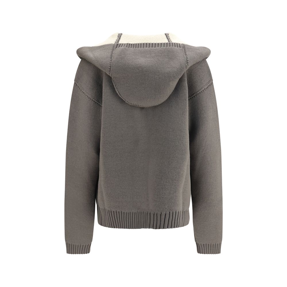 Rick Owens Gray Wool Oves Aries Hoodie - Luxury Reversible Knit