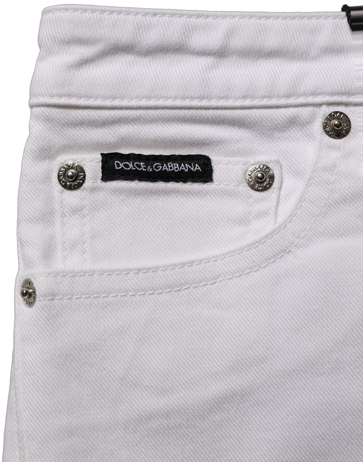 Dolce & Gabbana White Cotton Low Rise Denim Hot Pants
