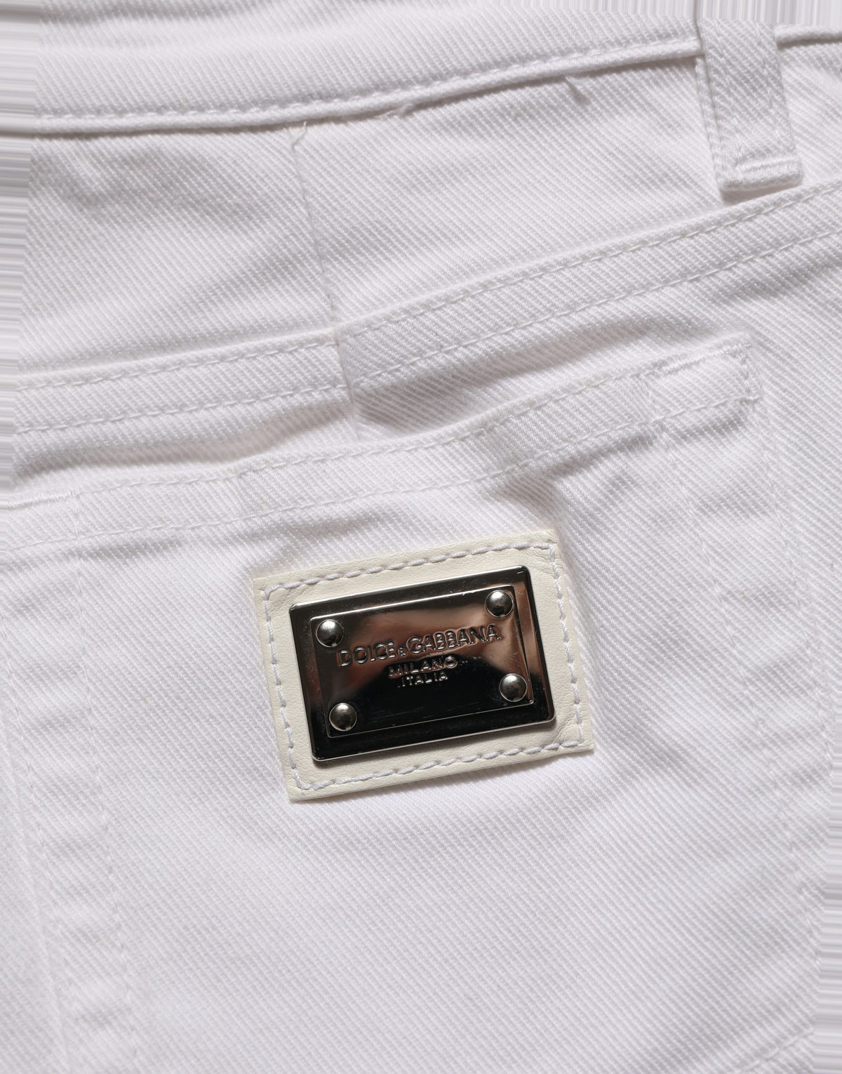 Dolce & Gabbana White Cotton Low Rise Denim Hot Pants - Luxury Fashion