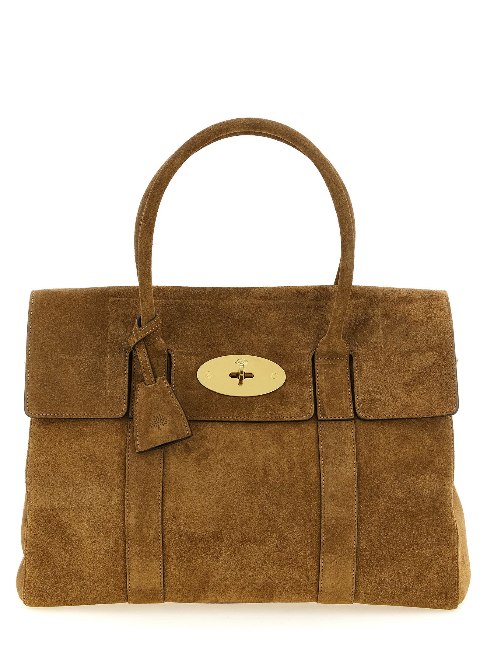 Indulge in the opulence of the Mulberry Bayswater handbag, crafted from sumptuous calfskin leather, a timeless symbol of luxury and sophistication for the discerning individual.