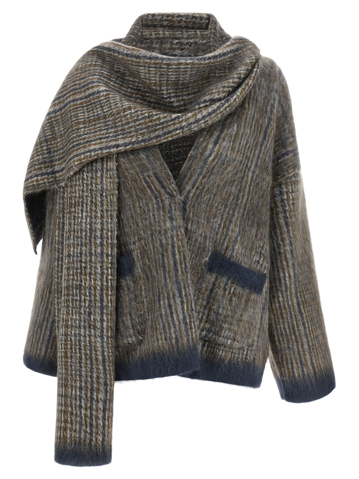 Experience the epitome of luxury with the Brunello Cucinelli Gray Wool Cardigan, a sophisticated blend of mohair and wool, redefining knitwear elegance for discerning individuals.