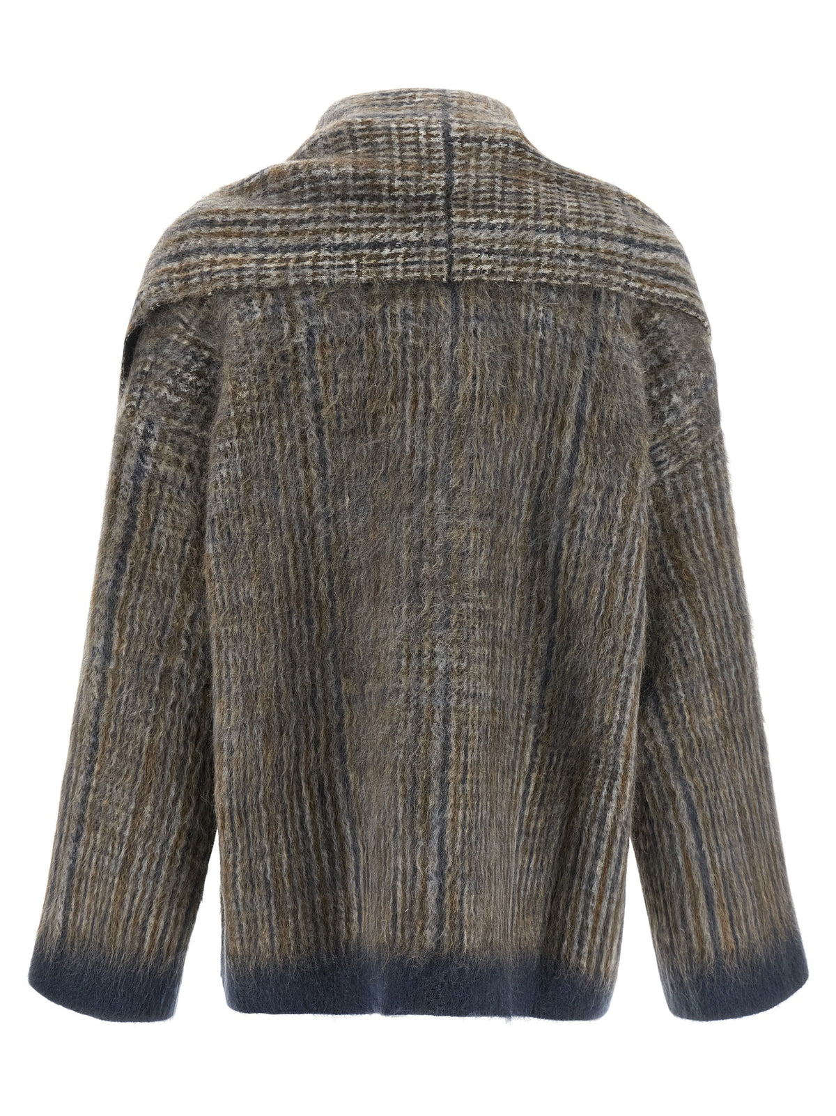 Elevate your wardrobe with the Brunello Cucinelli Gray Wool Cardigan, a luxurious blend of mohair and wool, showcasing sophisticated craftsmanship and timeless elegance.