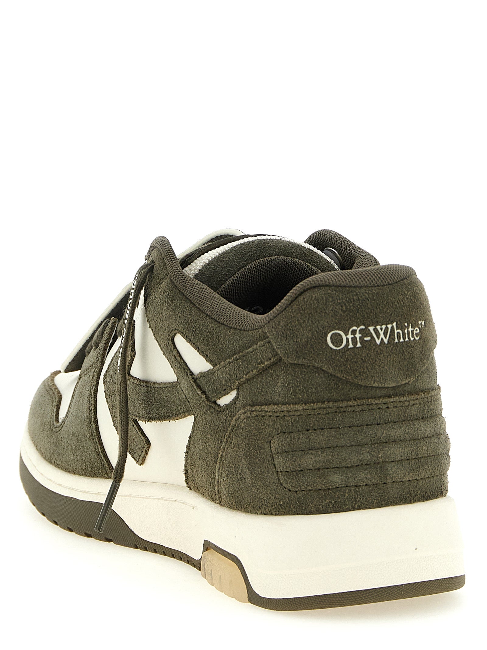 Indulge in the exquisite Off-White Bicolor Cowhide Athletic Sneakers, where luxurious leather and suede meet iconic design, elevating your urban aesthetic with effortless sophistication.