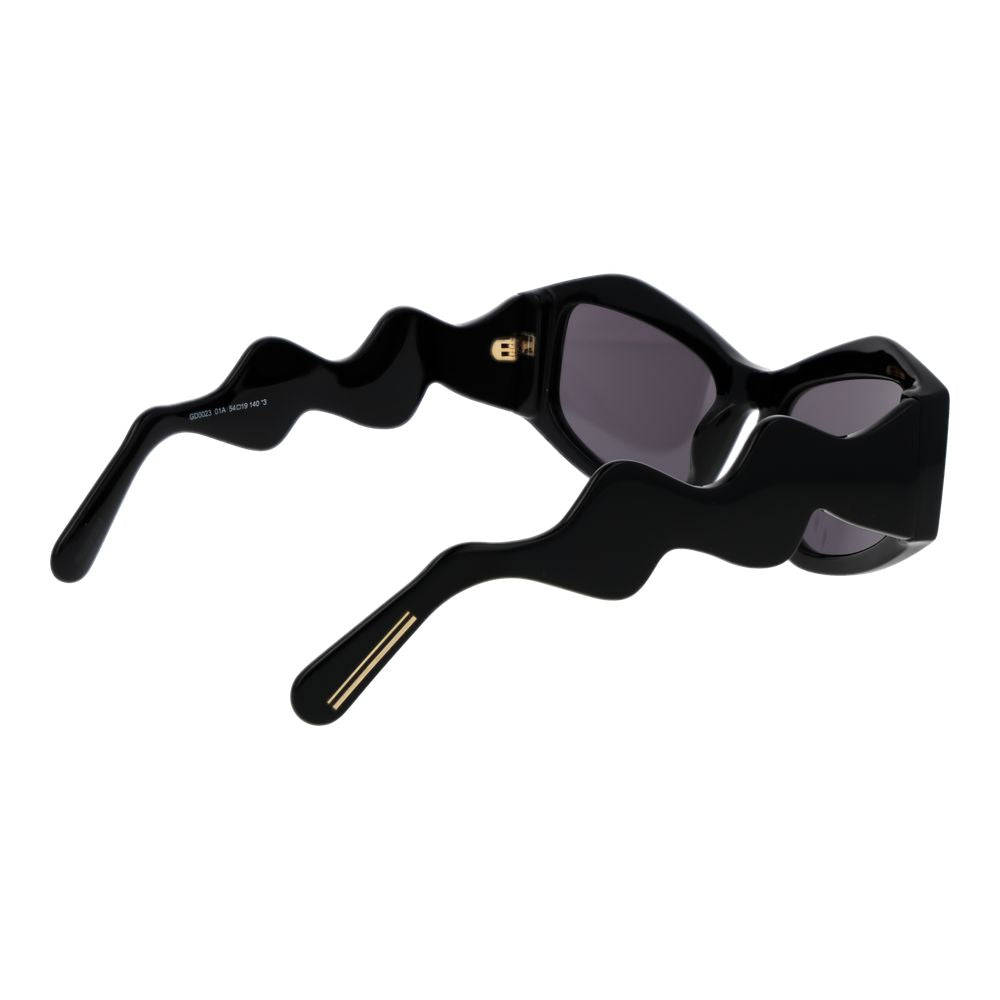Indulge in the GCDS Black Acetate Sunglasses, a luxurious cat-eye silhouette crafted for timeless elegance, offering unparalleled UV protection and sophisticated allure.