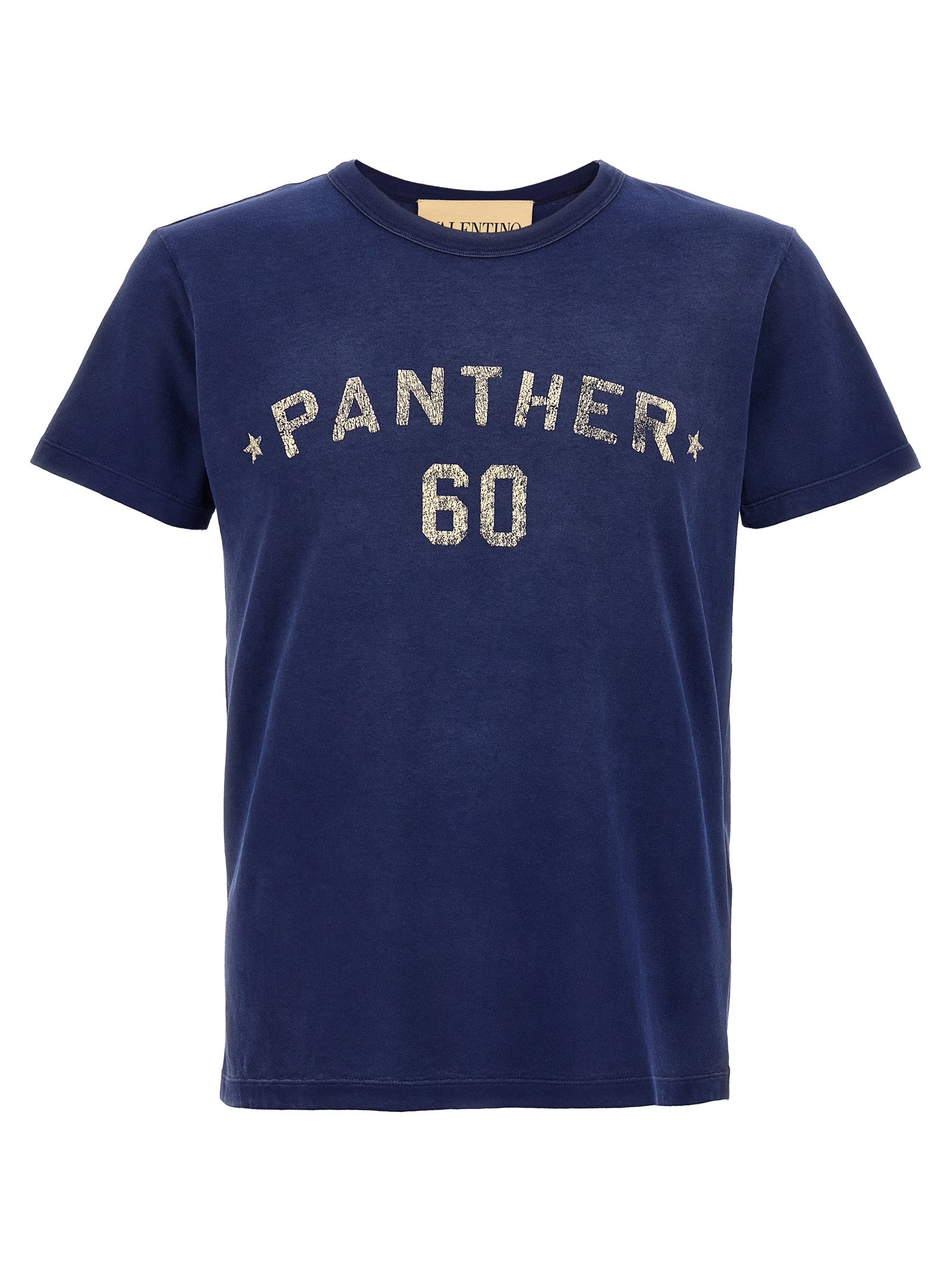 Elevate your wardrobe with the Valentino Garavani Blue Cotton Sportswear T-shirt, featuring a striking Panther print and classic design, embodying luxurious Italian craftsmanship.