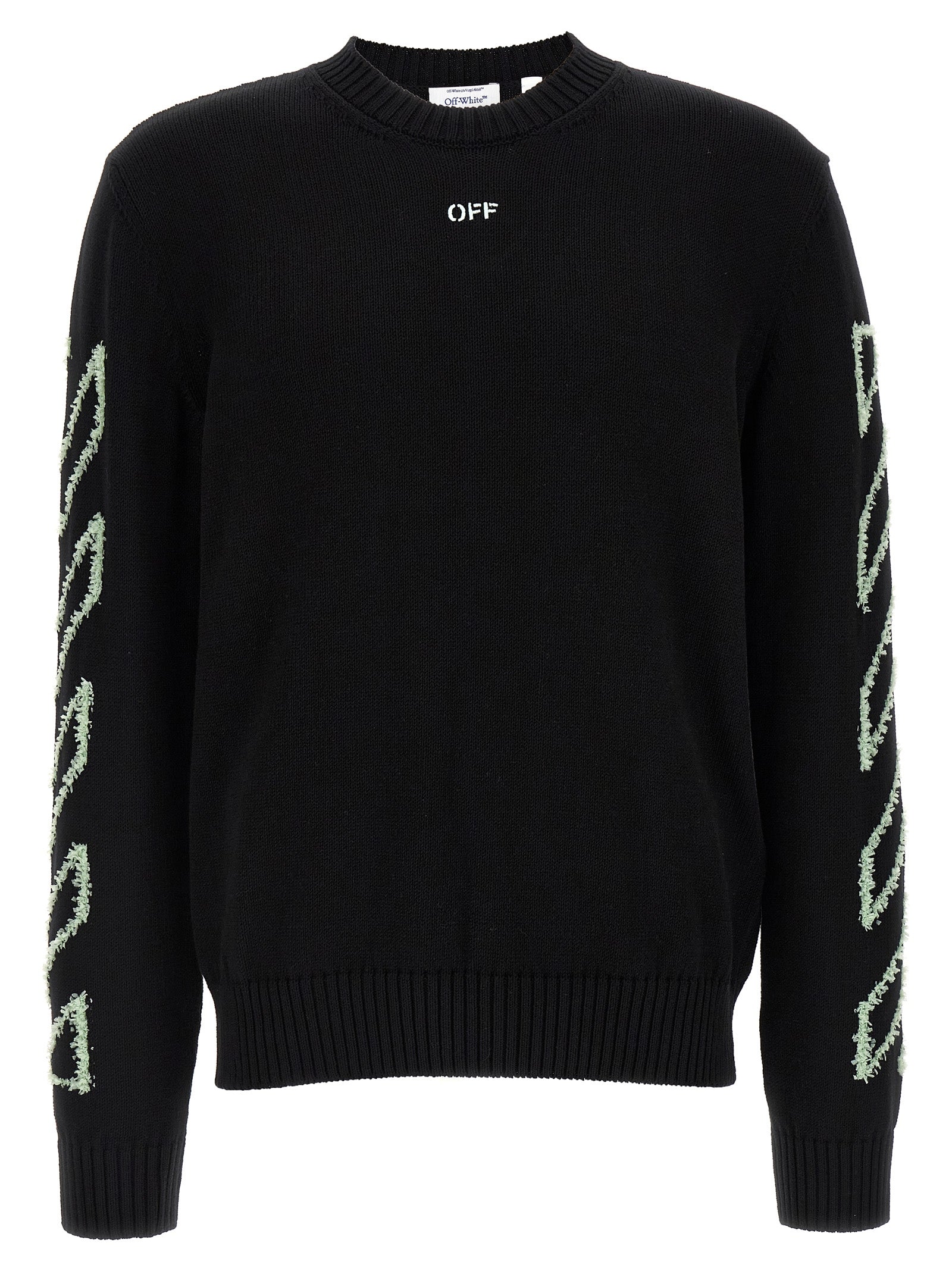Indulge in the Off-White Black Cotton Cardigan, a masterpiece of Italian craftsmanship, merging luxury and comfort for an effortlessly elegant statement.