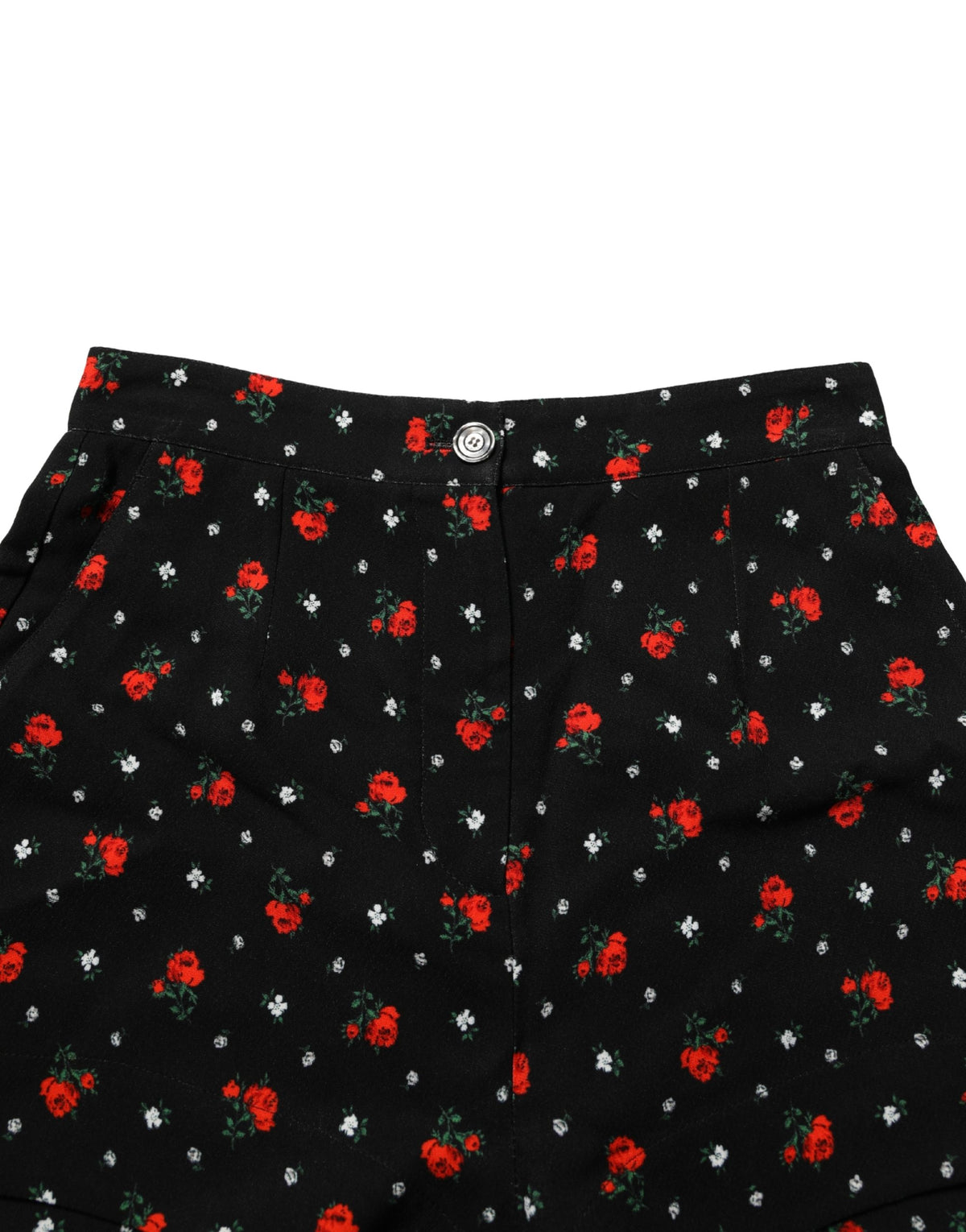 Dolce & Gabbana Black Floral High Rise Hot Pants Shorts