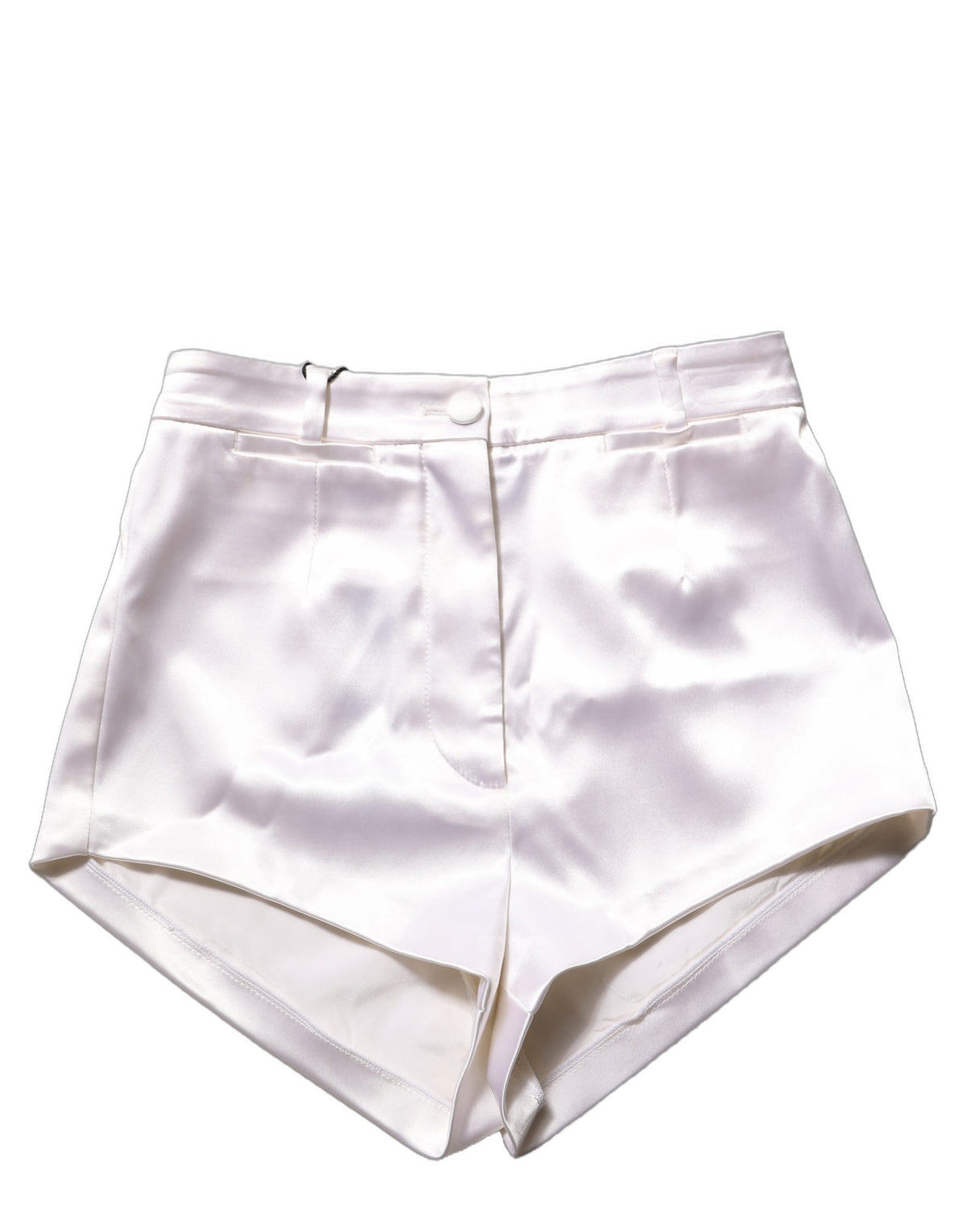 Dolce & Gabbana White Satin High Rise Hot Pants for Timeless Elegance