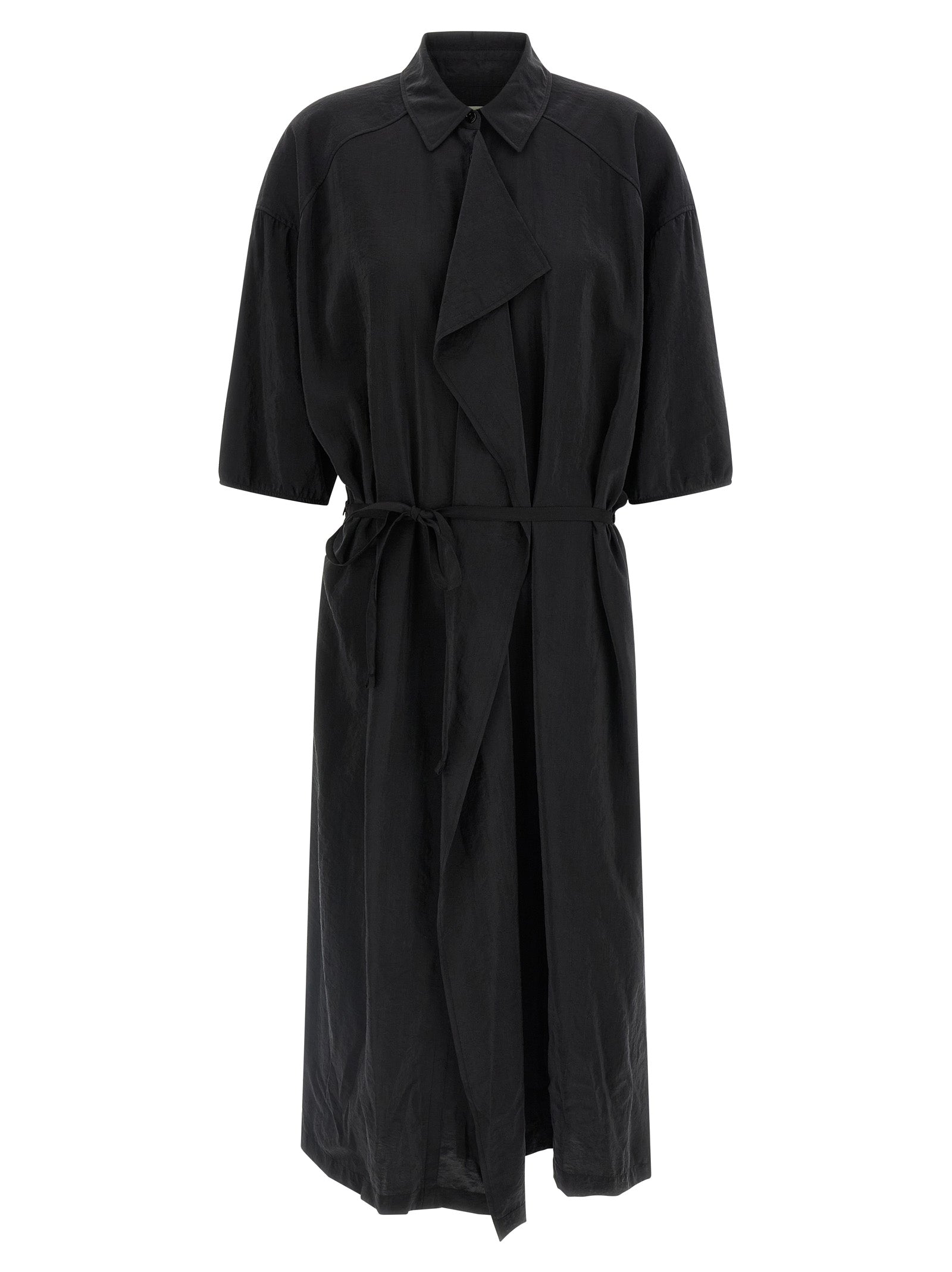 Indulge in the Lemaire Black Silk Midi Dress, where luxury-textured silk meets daring sophistication, perfect for those who embody elegance and confidence.