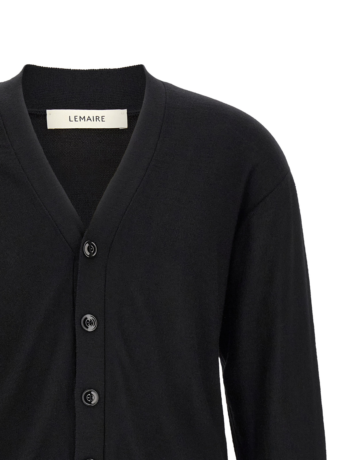 Lemaire Black Wool Cardigan - Luxury Knitwear Redefined