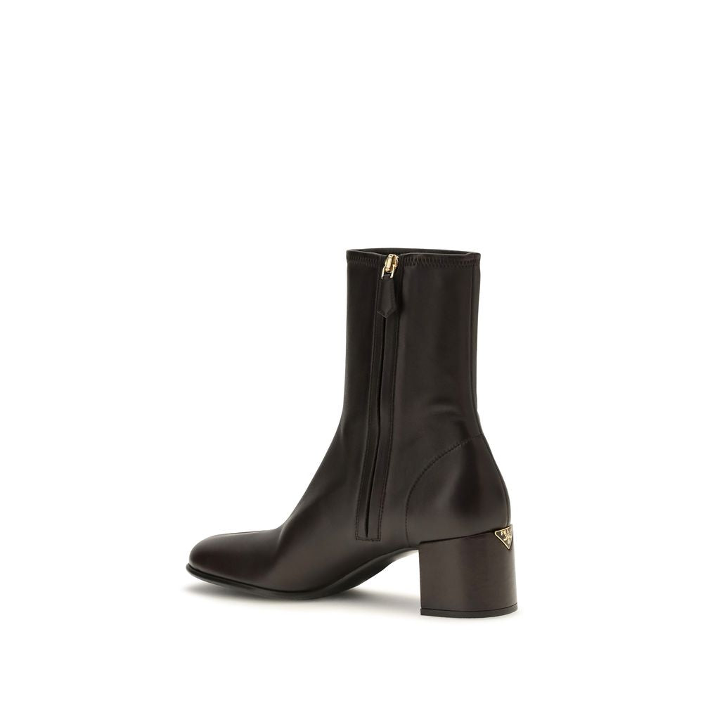 Prada Brown Lamb Ovis Aries Ankle Boots - Luxury Elegance