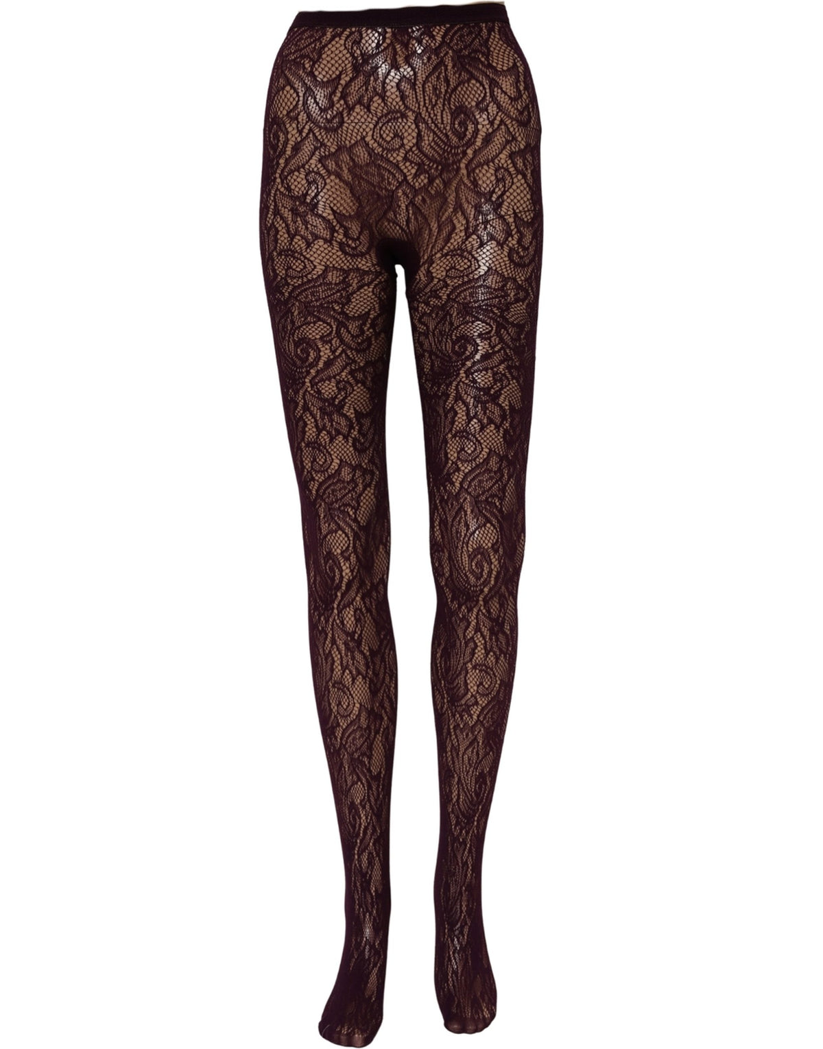 Dries Van Noten Violet Floral Fishnet Tights - Luxurious Elegance
