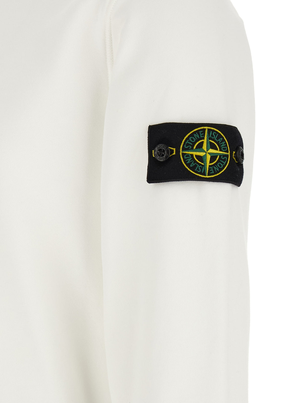 Elevate your wardrobe with the Stone Island White Cotton Sweatshirt, a luxurious blend of craftsmanship and style, perfect for sophisticated leisure.