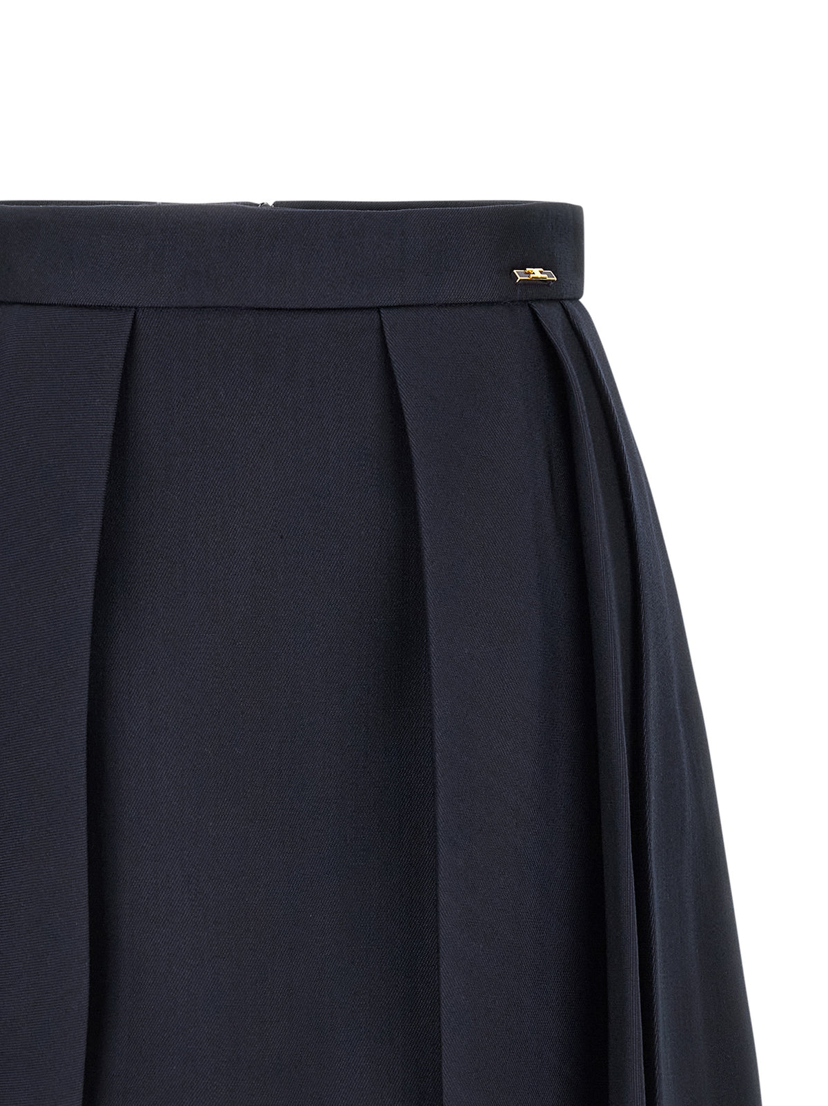 Elevate your wardrobe with the Elisabetta Franchi Blue Virgin Wool Long Skirt, a masterpiece of Italian craftsmanship that embodies timeless elegance and sophisticated allure.