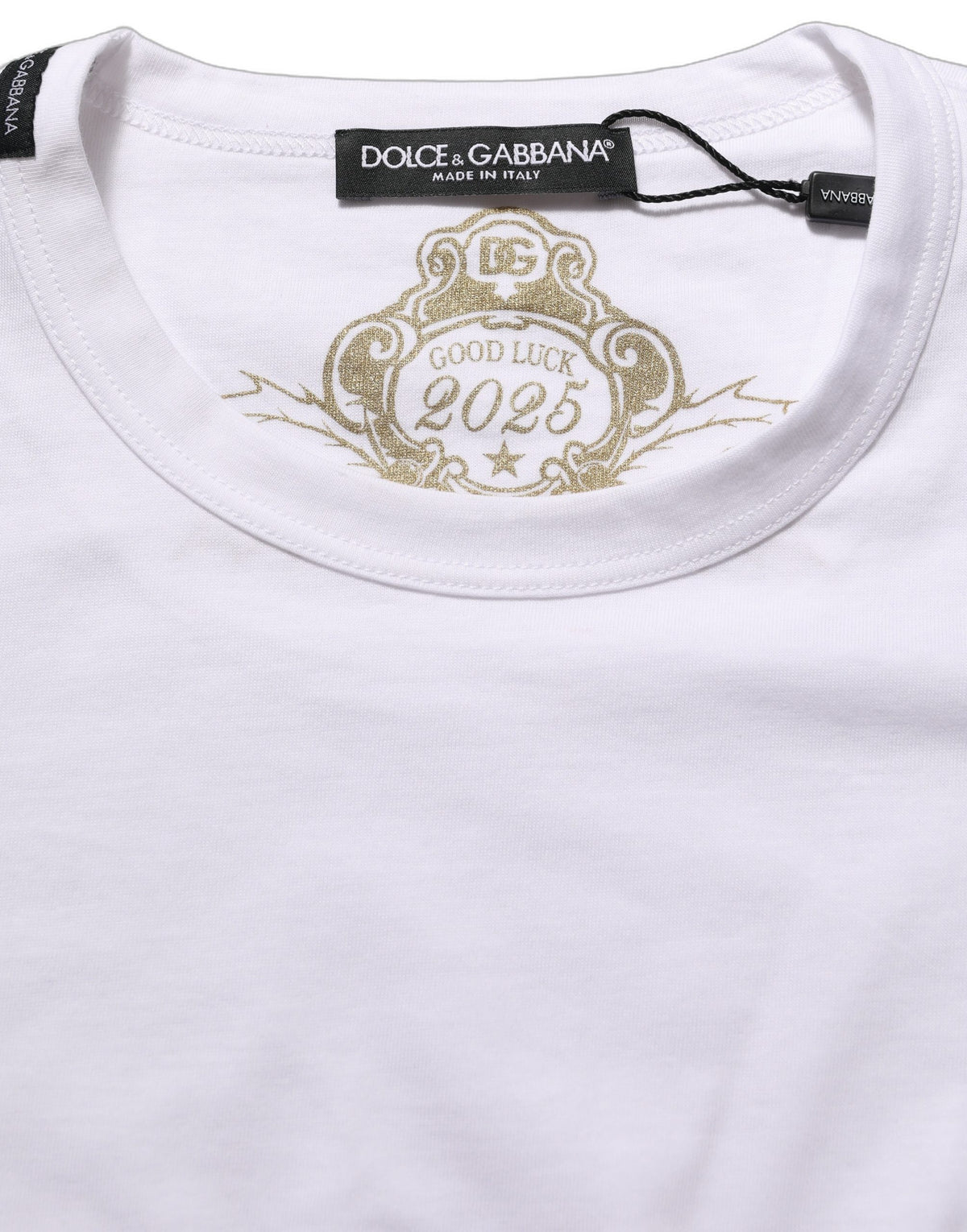 Dolce & Gabbana White Cotton Crew Neck T-Shirt of Distinction