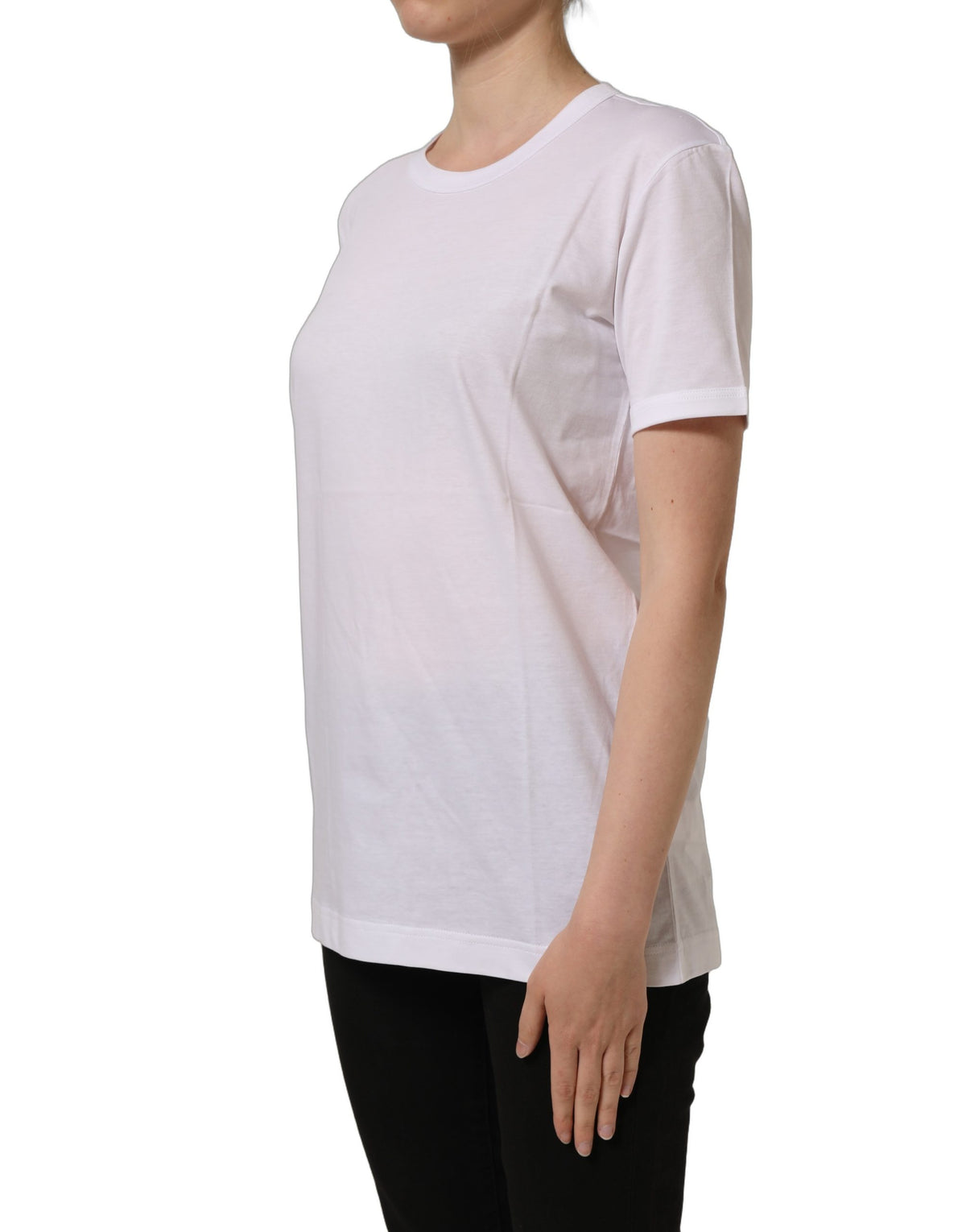 Dolce & Gabbana White Cotton Crew Neck T-Shirt of Distinction