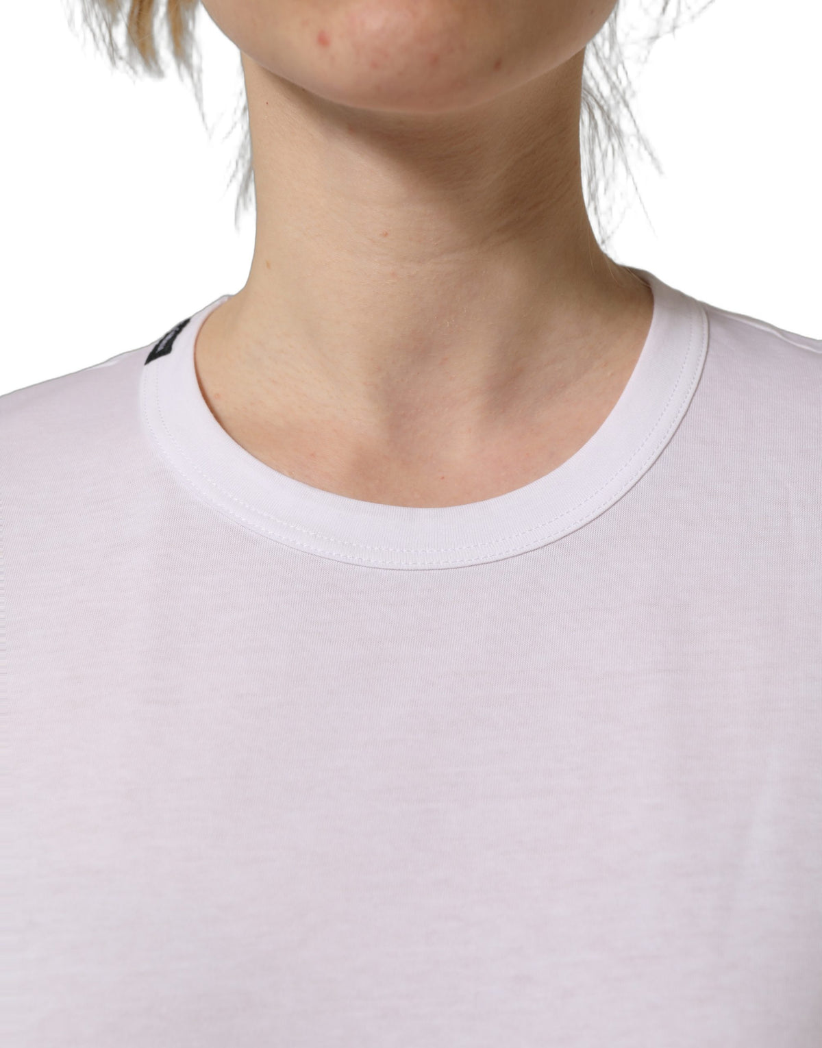 Dolce & Gabbana White Cotton Crew Neck T-Shirt of Distinction