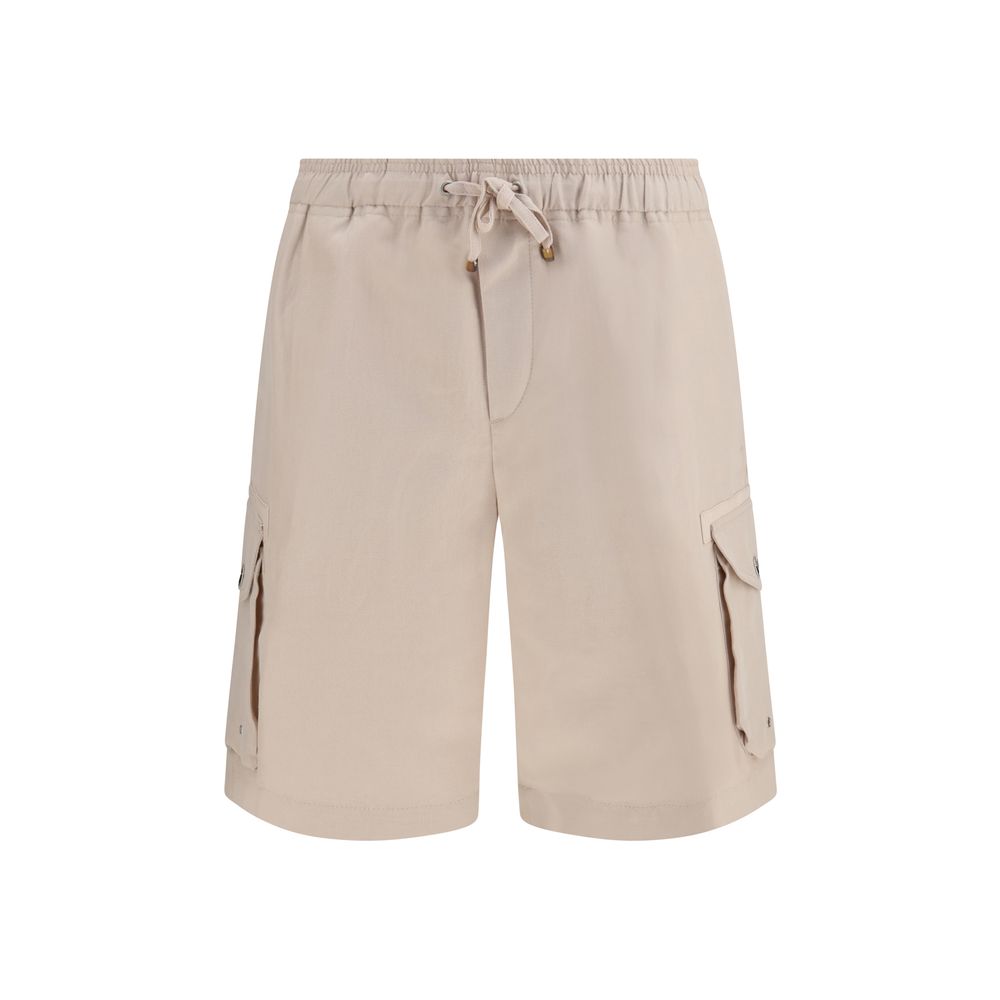 Experience the allure of Brunello Cucinelli Beige Linen Bermuda Shorts, where luxury meets comfort in a timeless design, perfect for the discerning individual.