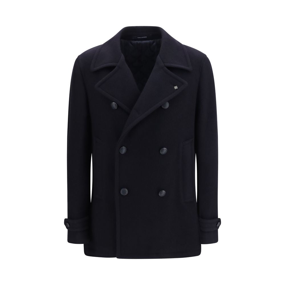 Tagliatore Blue Wool Caban Coat - Timeless Luxury Outerwear
