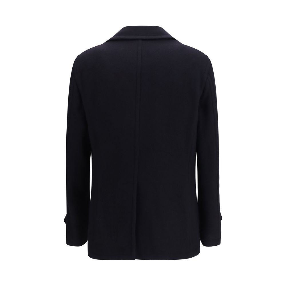 Tagliatore Blue Wool Caban Coat - Timeless Luxury Outerwear