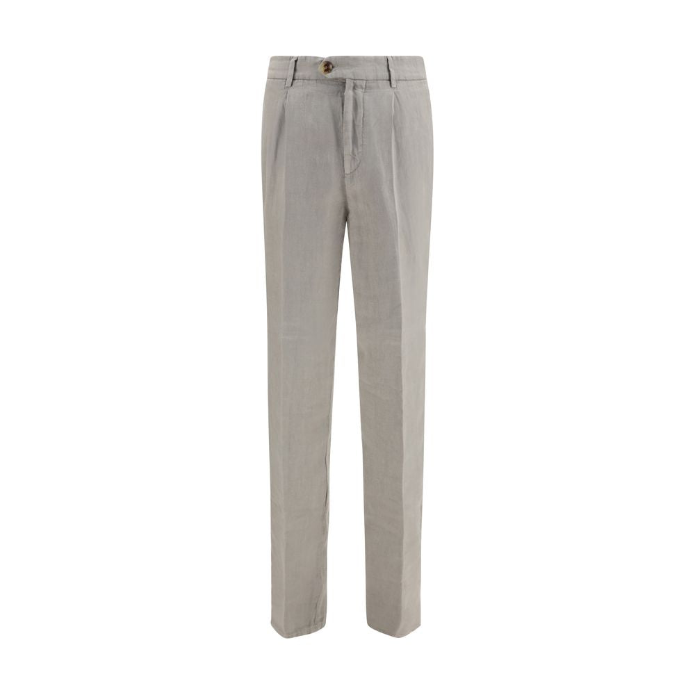 Brunello Cucinelli Gray Linen Casual Pants - Timeless Elegance