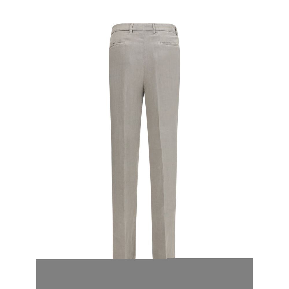 Brunello Cucinelli Gray Linen Casual Pants - Timeless Elegance