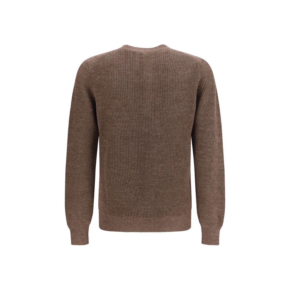 Indulge in the exquisite Brunello Cucinelli Brown Linen Sweatshirt, a masterful blend of 77% linen and 23% cotton, embodying luxury and comfort for the discerning individual.