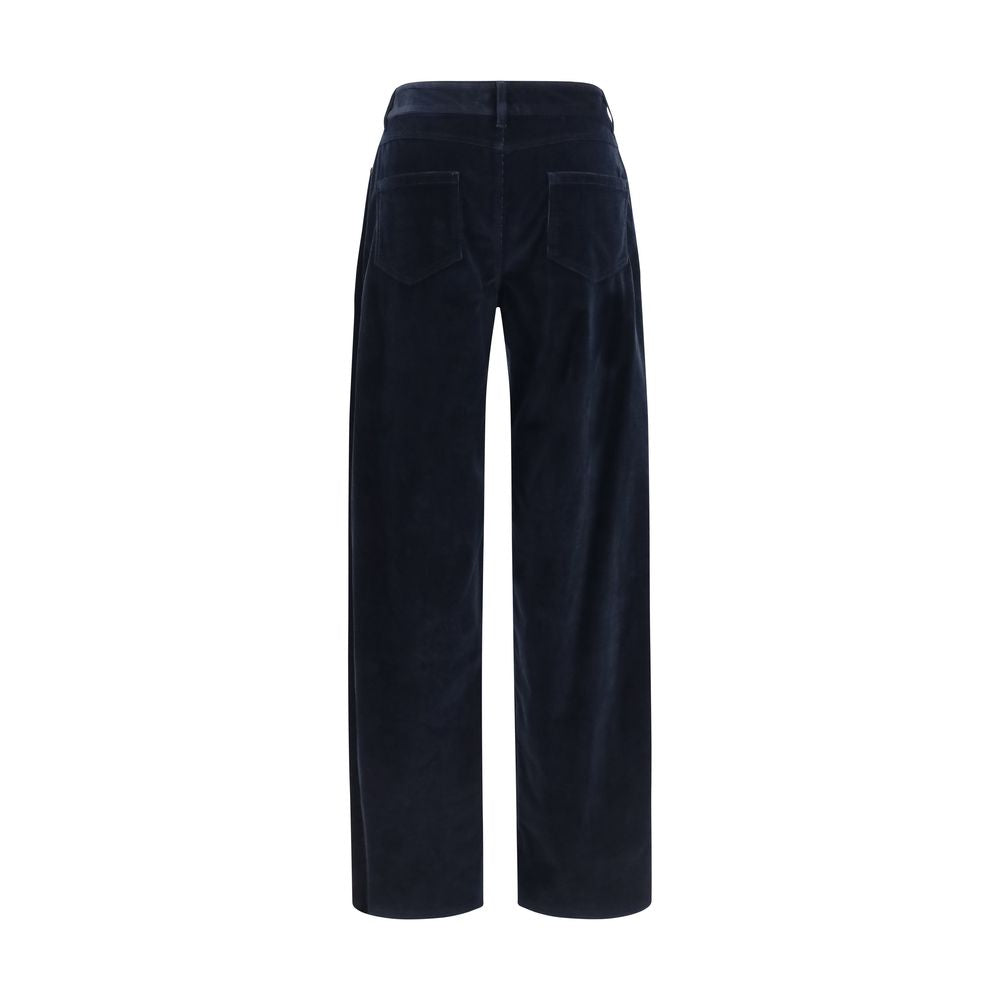 Indulge in the exquisite allure of Max Mara's Blue Cotton Pants, crafted from luxurious corduroy velvet, embodying sophistication and timeless elegance for the discerning individual.