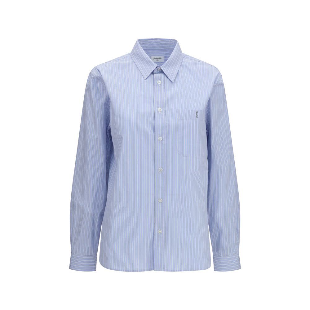 Saint Laurent Blue Cotton Striped Shirt - Timeless Luxury Elegance