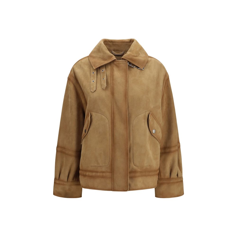 Elevate your wardrobe with the Ermanno Scervino Brown Leather Bomber, crafted from sumptuous suede sheepskin leather, embodying timeless elegance and modern sophistication.