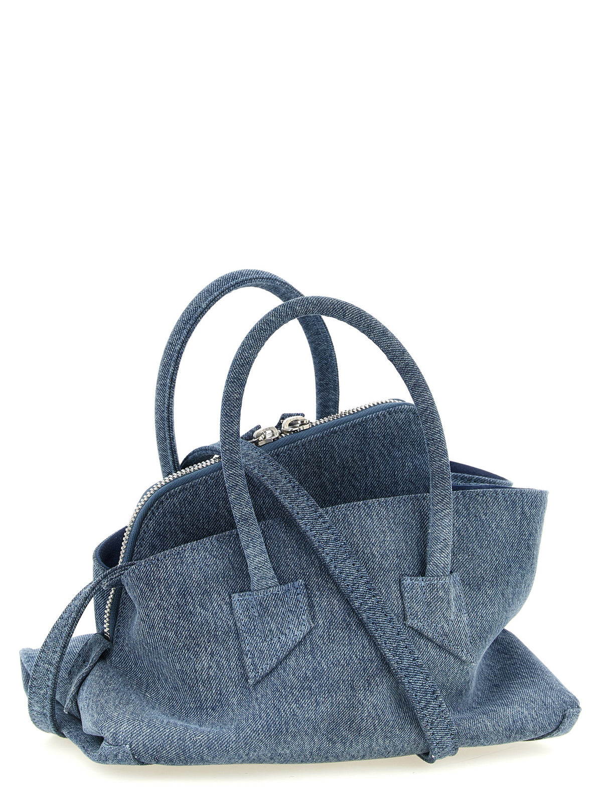 Elevate your style with The Attico Blue Cotton Handbag from the La Passeggiata Mini collection, a masterpiece of Italian craftsmanship in luxurious washed cotton denim.