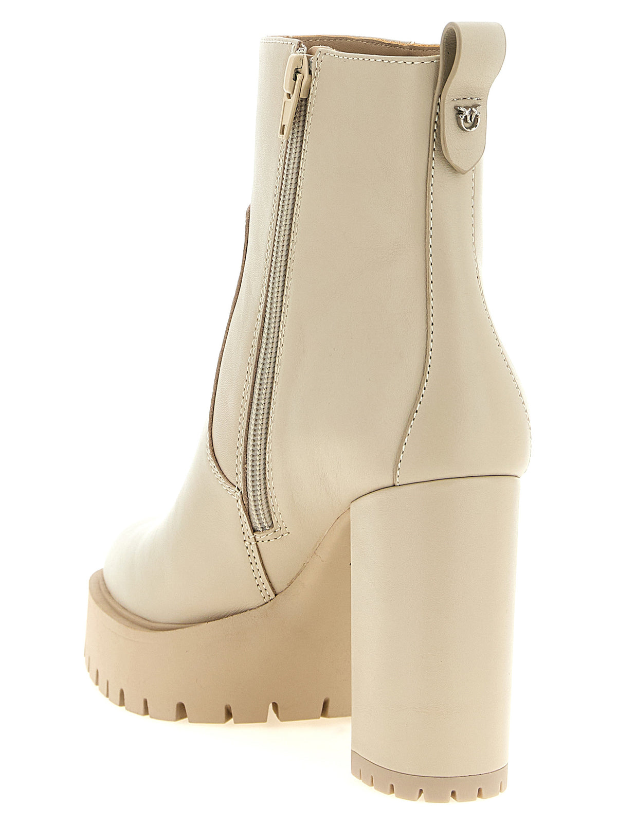 Elevate your style with PINKO White Cowhide Ankle Boots, crafted from premium leather, embodying luxury and sophistication for the discerning fashionista.