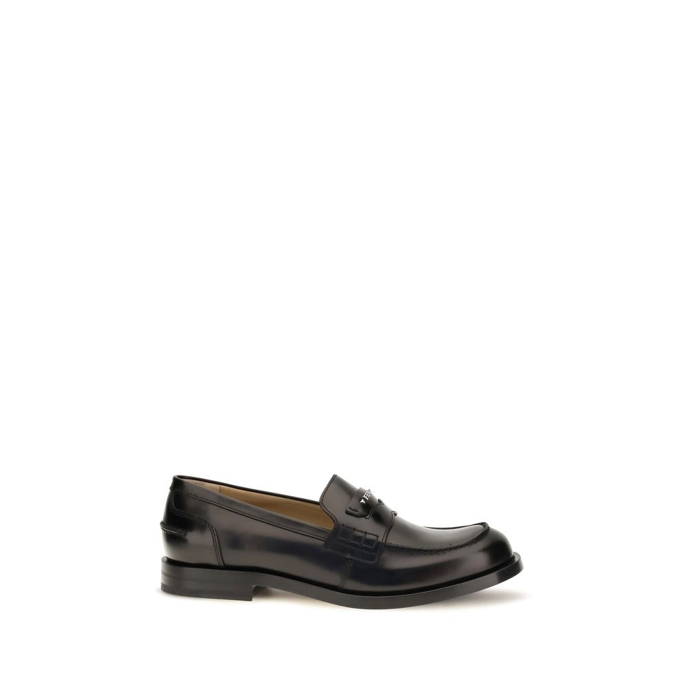 Fendi Black Calf Leather Bos Taurus Slip-On Loafers - Luxury Redefined