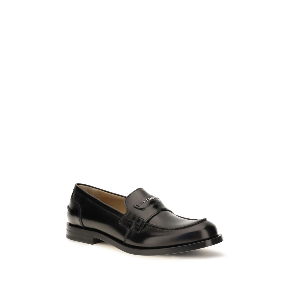 Fendi Black Calf Leather Bos Taurus Loafers - Timeless Luxury