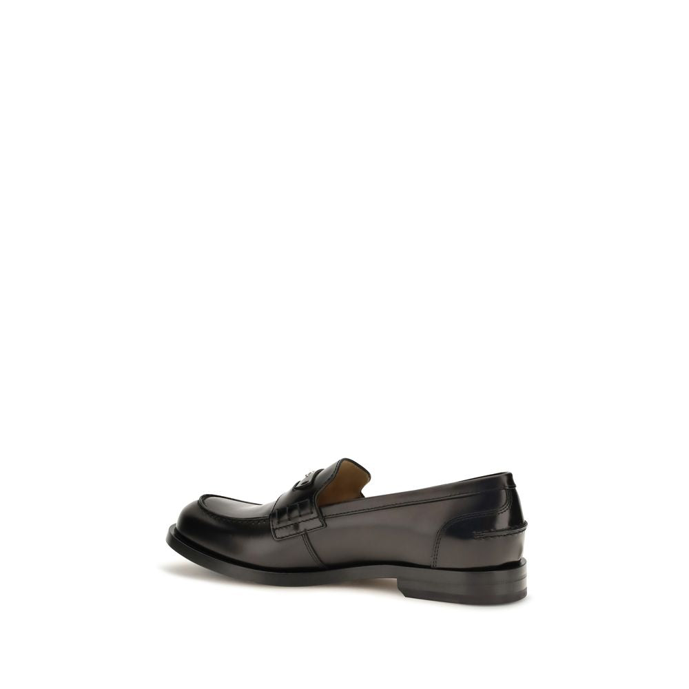 Fendi Black Calf Leather Bos Taurus Slip-On Loafers - Luxury Redefined