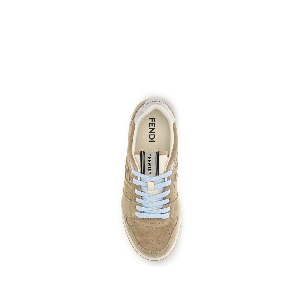 Indulge in the Fendi Beige Suede Leather Sneakers, where exquisite Italian craftsmanship meets modern elegance, perfect for the discerning connoisseur of luxury.
